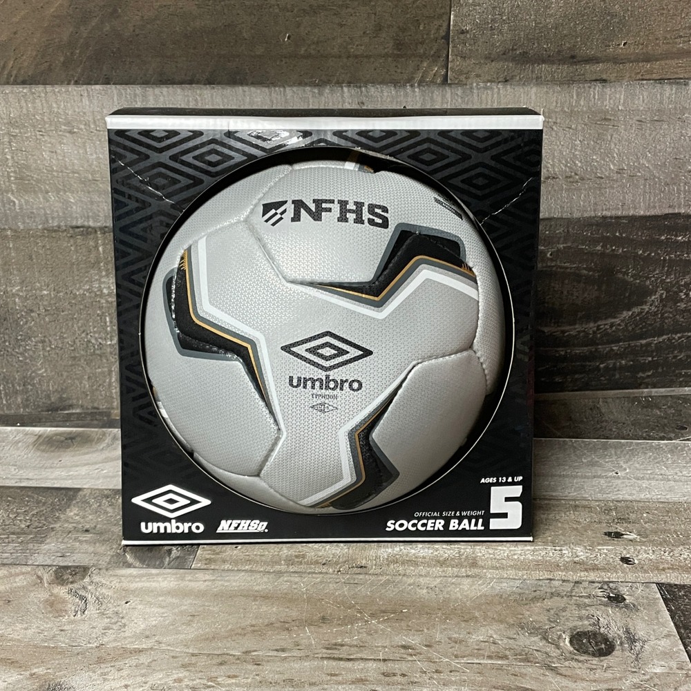 Umbro Typhoon NFHS Official Size 5 Soccer Ball Silver Black NEW in Box